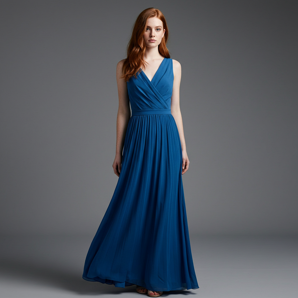 Blue V-neck maxi dress